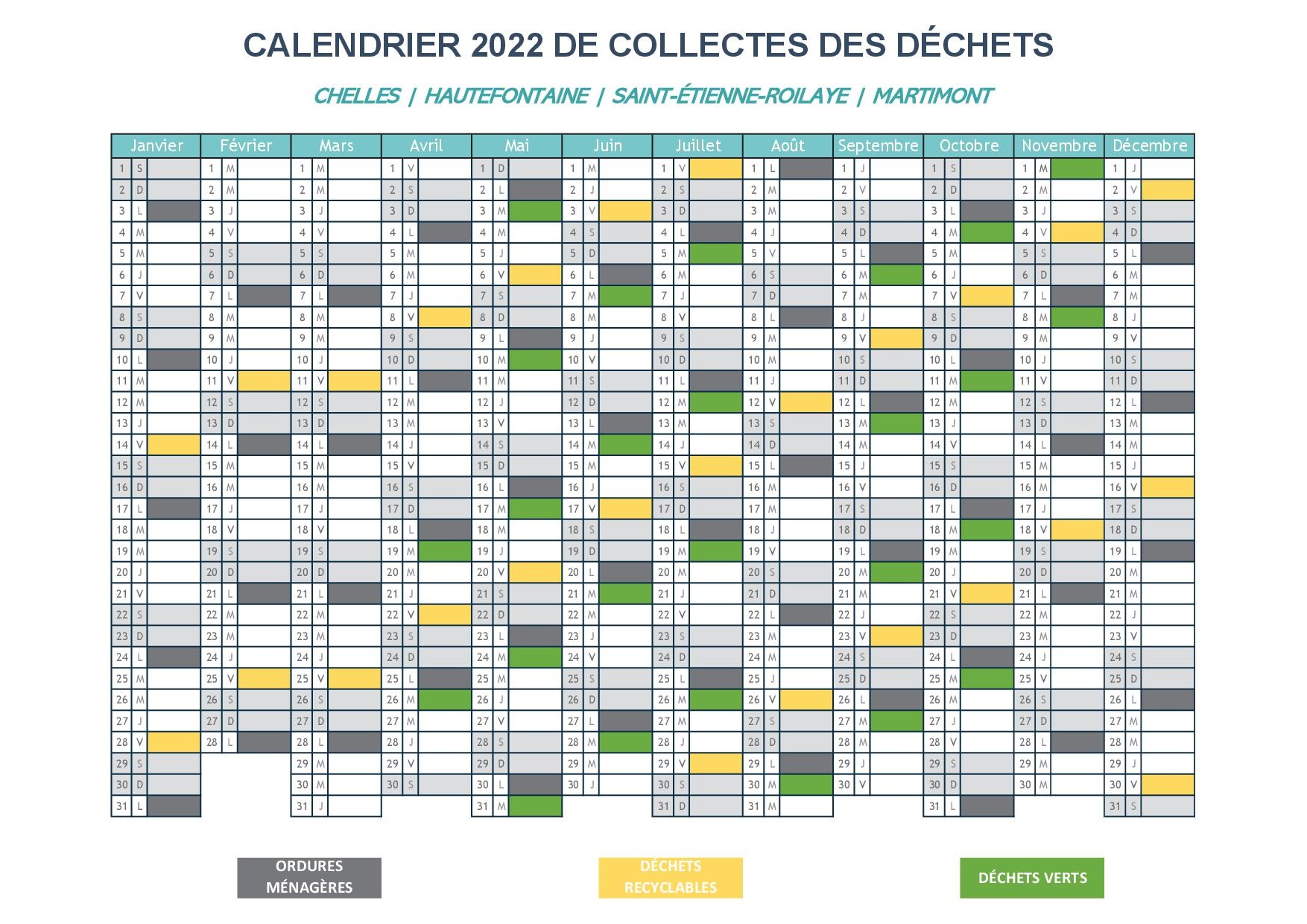 Calendrier 2021 dechet